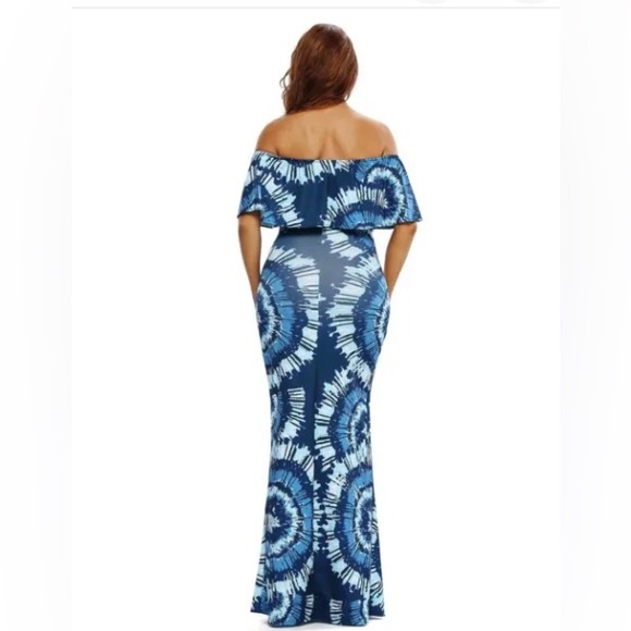 Women’s Tropical Print Off -The-Shoulder Maxi Dress - Picture 2 of 4